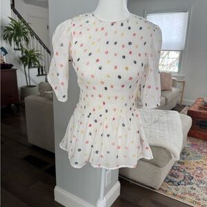 Elegant Multicolor Polka Dot Peplum Blouse